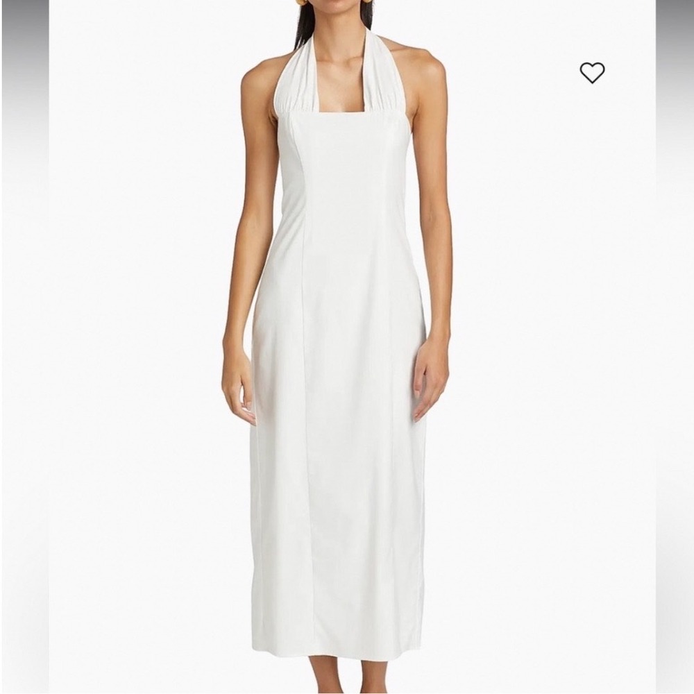 Reformation | NWT Women's White Halter Midi Smocked Bessi Cocktail Dress, Size 2
